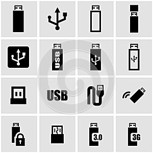 Vector black usb icon set