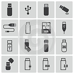 Vector black usb icons