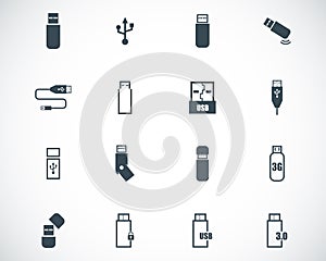 Vector black usb icons