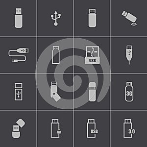 Vector black usb icons set