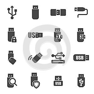 Vector black usb icons set