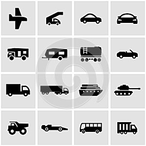 Vector black vehicles icon set