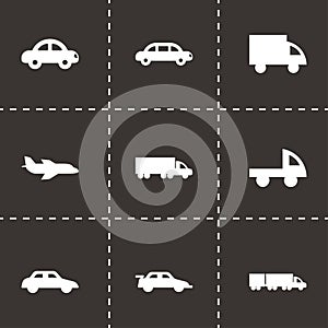 Vector black vehicles icons set