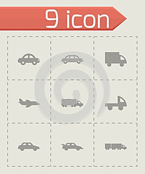 Vector black vehicles icons set