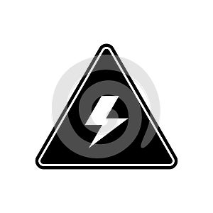 Vector of a black warning sign of electricity is on a white background