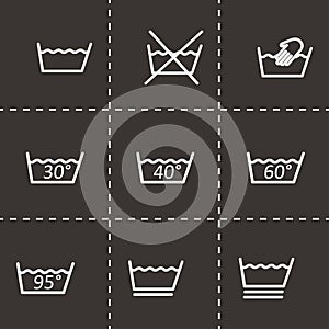 Vector black washing signs icon set
