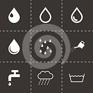 Vector black water icon set