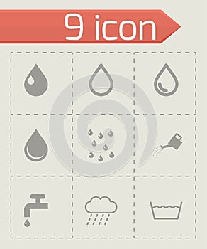 Vector black water icon set
