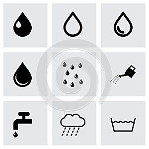 Vector black water icon set