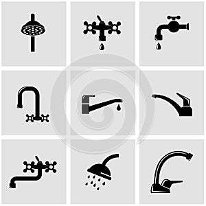 Vector black water tap icon set