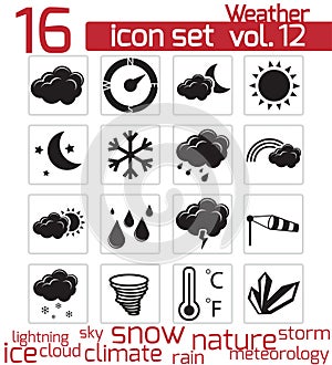 Vector black weather icons