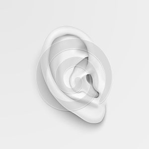 Vector black and white background with realistic human ear closeup.