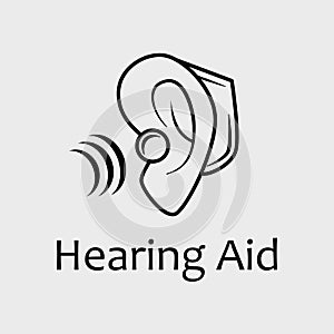 Vector Black and White Behind the Ear BTE Hearing Aid Service Icon