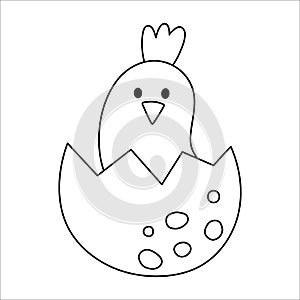 Vector black and white bird nestling icon. Little animal outline illustration. Cute line drawing of just hatched baby bird sitting