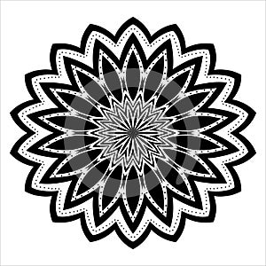 Vector Black and White decorative foral design mandala photo
