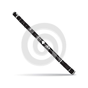 Vector black and white didgeridoo, traditional australian wind musical instrument