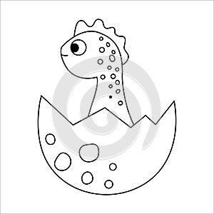 Vector black and white dinosaur nestling icon.