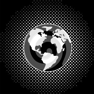 vector black and white earth globe