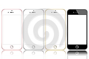 Vector of black white-gray gold pink-gold modern realistic smartphone device isolated