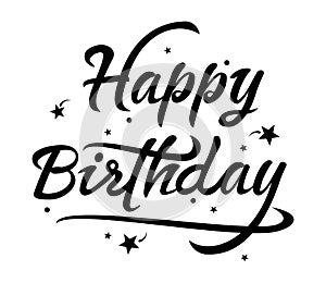 Vector black and white happy birthday text