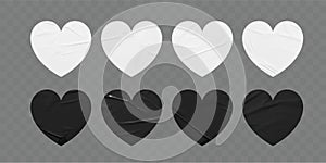 Vector black and white heart shapes stickers banner mock up blank tags labels