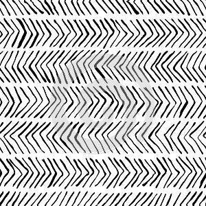 Vector black white herringbone seamless pattern. Watercolor, ink background. Scandinavian design, fashion textile print