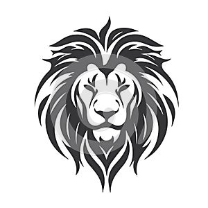 Vector black and white image of a lion head, tattoo