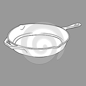 Vector of Black and White Iron Cast Pan. EPS10