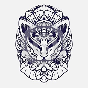 Vector black and white kitsune mask illustration