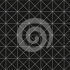 Vector black and white minimalist seamless pattern with thin lines, square grid