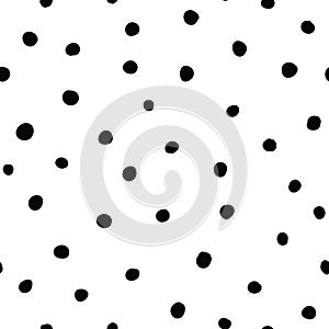 Vector black and white polka dots seamless pattern background