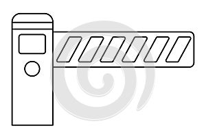 Vector black and white railroad or construction works barrier. Railway gate line icon. Rail way or parking zone stop sign or