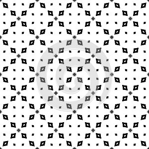 Vector black and white seamless octagon and rhombus pattern, simple abstract design.