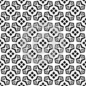 Vector black and white seamless octagon and rhombus pattern, simple abstract design.