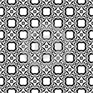 Vector black and white seamless octagon and rhombus pattern, simple abstract design.