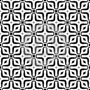 Vector black and white seamless octagon and rhombus pattern, simple abstract design.