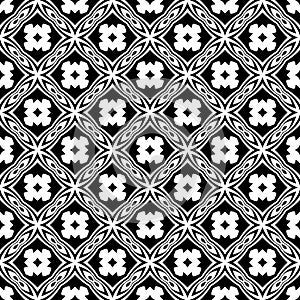 Vector black and white seamless octagon and rhombus pattern, simple abstract design.