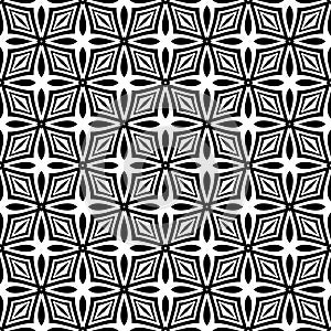 Vector black and white seamless octagon and rhombus pattern, simple abstract design.