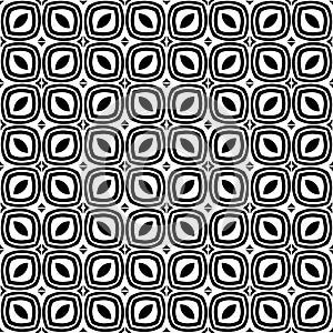 Vector black and white seamless octagon and rhombus pattern, simple abstract design.