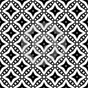 Vector black and white seamless octagon and rhombus pattern, simple abstract design.