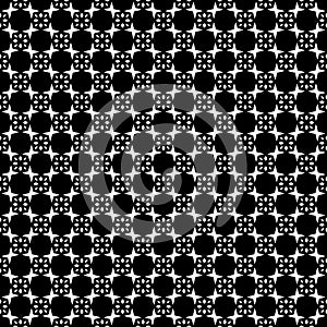 Vector black and white seamless octagon and rhombus pattern, simple abstract design.