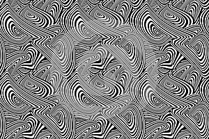 Vector Black and White Seamless Pattern, Swirls and Cirles Background.