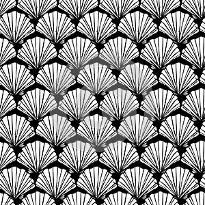 Vector black and white seashells repeat pattern. Suitable for gift wrap, textile and wallpaper