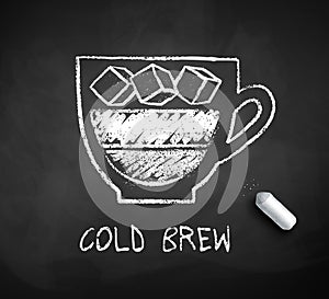 Vector black and white sketch of Cold Brew coffee