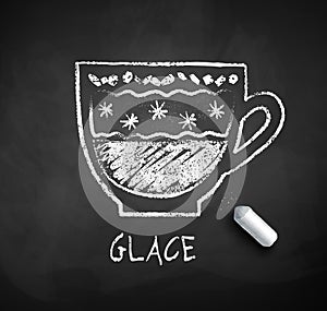 Vector black and white sketch of Glace coffee