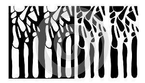 Vector black and white trees with intertwining branches