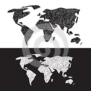 Vector Black and White World Map