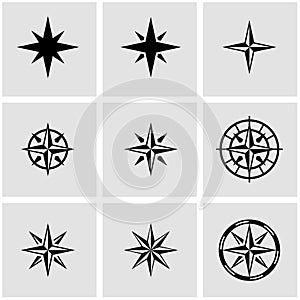 Vector black wind rose icon set