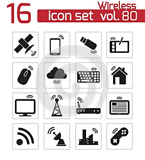 Vector black wireless icons