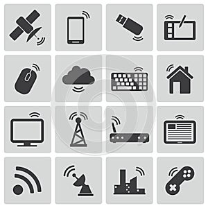 Vector black wireless icons